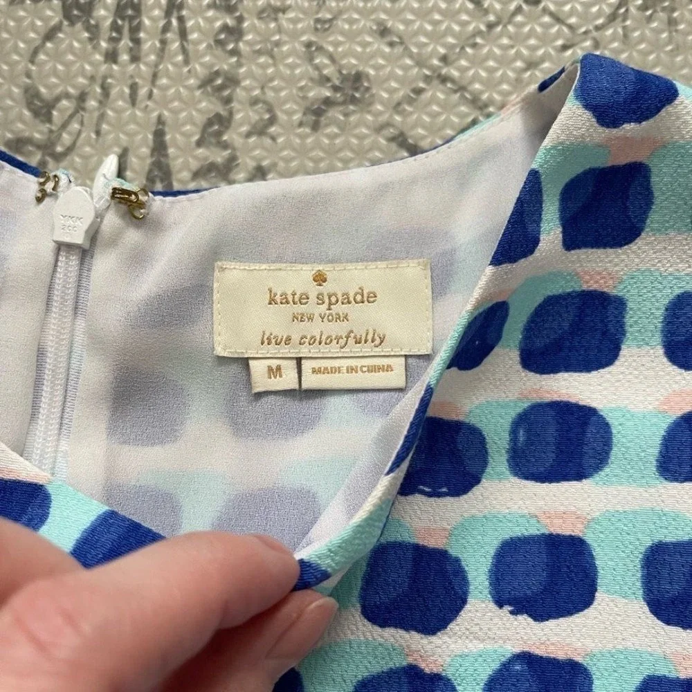Kate Spade - Blue & White Brush‎ Dot Patterned Tank Sz M